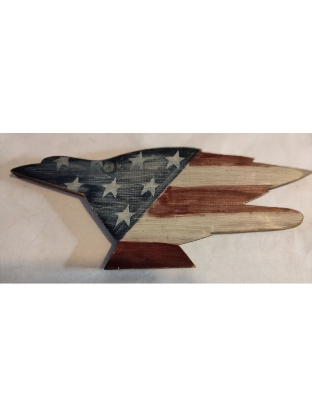 Wooden Eagle Wall Decor Patriotic American Flag Handmade Art Rustic Cottage